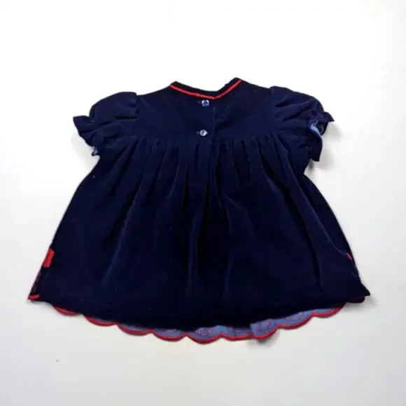 Vintage Violet Rose & Company Dress Baby Girl Size 12m Velvet Bear Balloon Party - Picture 4 of 5